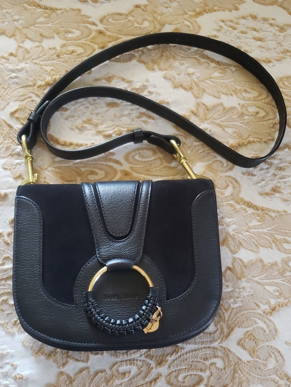 See By Chloe Hanna  Black Women's Leather & Suede Flap Shoulder Crossbody Bag